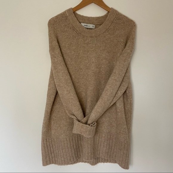 Zara Sweaters - Zara Tan Crewneck Tunic Sweater